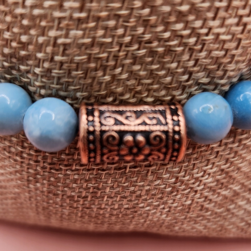 Larimar and Copper Beaded Bracelet - Picture 4 of 6